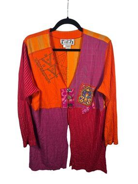 Faith Celia Forrester Jacket Womens Large Lightweight Patchwork Vibrant Artsy